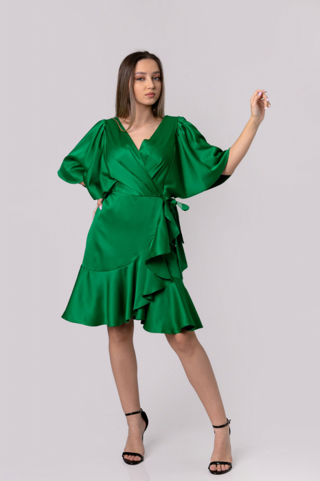 Rochie eleganta verde smarald cu volane [4]