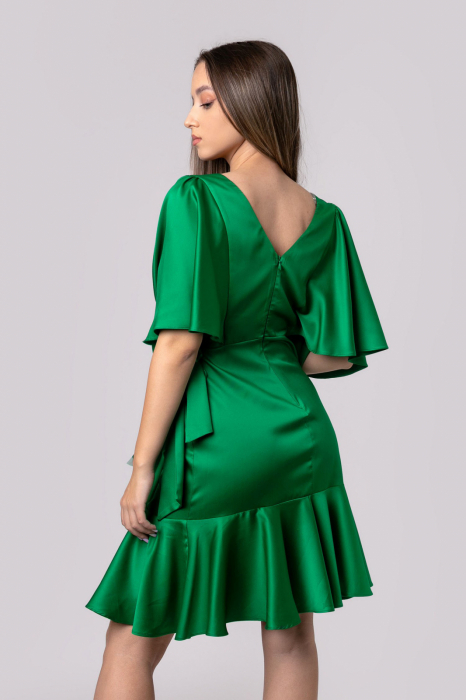 Rochie eleganta verde smarald cu volane [5]