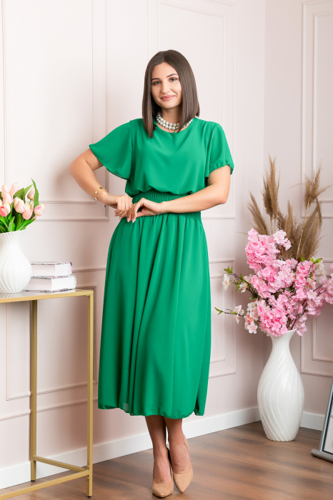 Rochie eleganta verde smarald Francesca cu talie incretita [3]