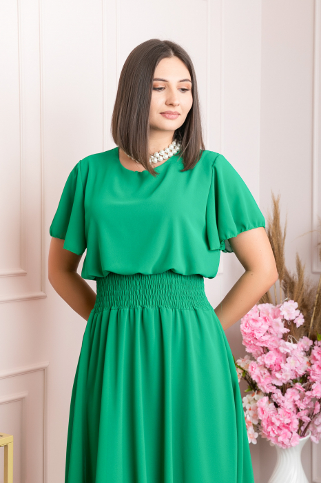 Rochie eleganta verde smarald Francesca cu talie incretita [2]