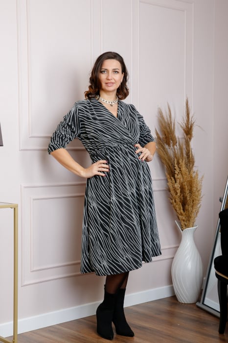 Rochie Elise eleganta cu imprimeu argintiu [3]