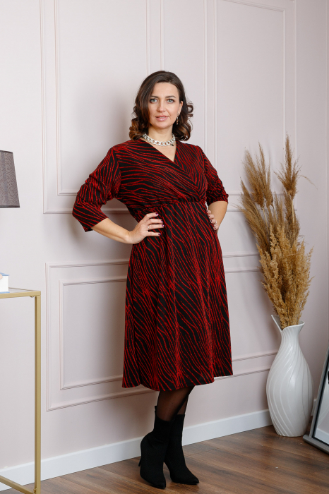 Rochie Elise eleganta cu imprimeu rosu [5]