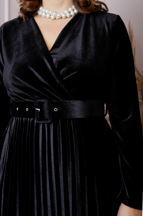 Rochie Emily din catifea plisata neagra cu bust petrecut [2]