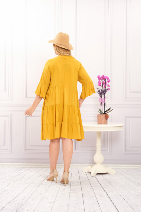Rochie galbena boho chic cu aplicatie florala cusuta [2]