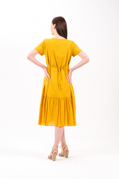 Rochie galbena boho chic cu broderie florala [3]