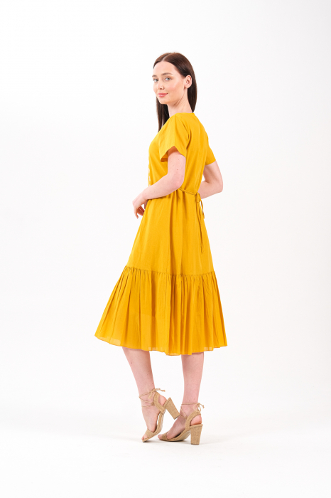 Rochie galbena boho chic cu broderie florala [2]