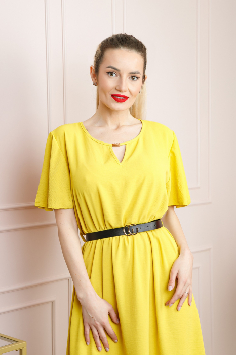 Rochie galbena clos cu curea in talie [3]