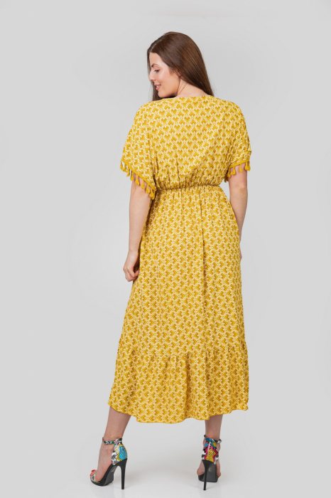 Rochie galbena cu ciucuri si model mandala [4]