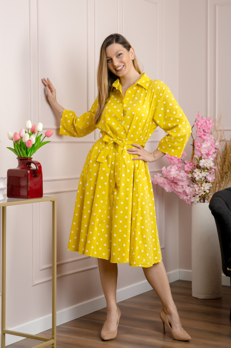 Rochie galbena tip camasa cu buline [4]