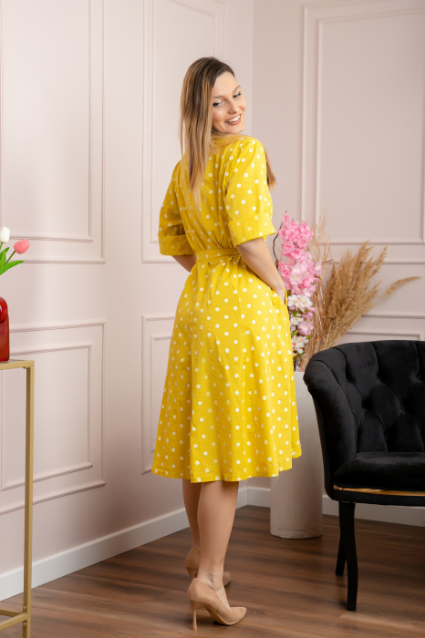 Rochie galbena tip camasa cu buline [3]