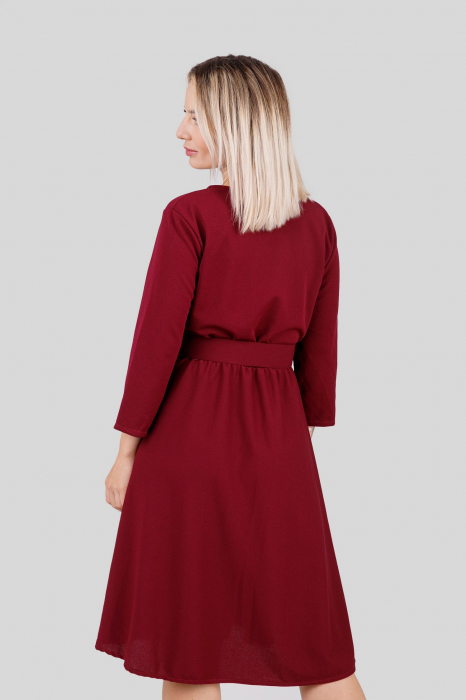 Rochie grena cu maneci trei sferturi si centura in talie [4]