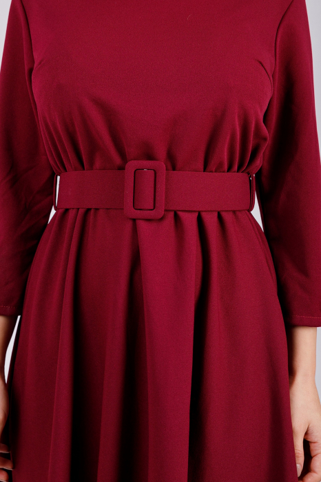 Rochie grena cu maneci trei sferturi si centura in talie [3]