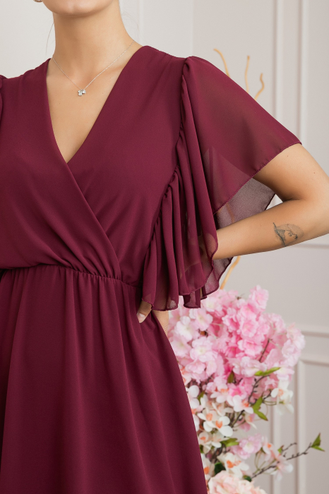 Rochie grena cu volane si maneci fluture [2]