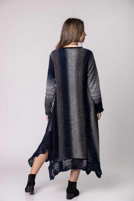 Rochie gri boho chic tricotata cu baza asimetrica [4]