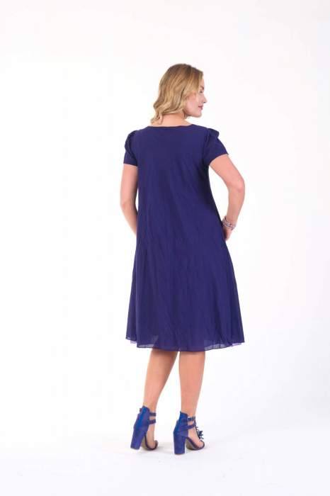 Rochie indigo cu detaliu floral perforat [3]