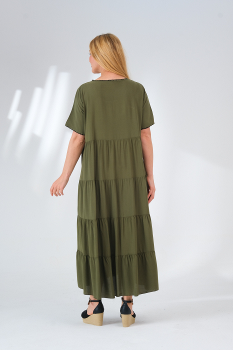 Rochie kaki boho chic cu snur si ciucuri [3]