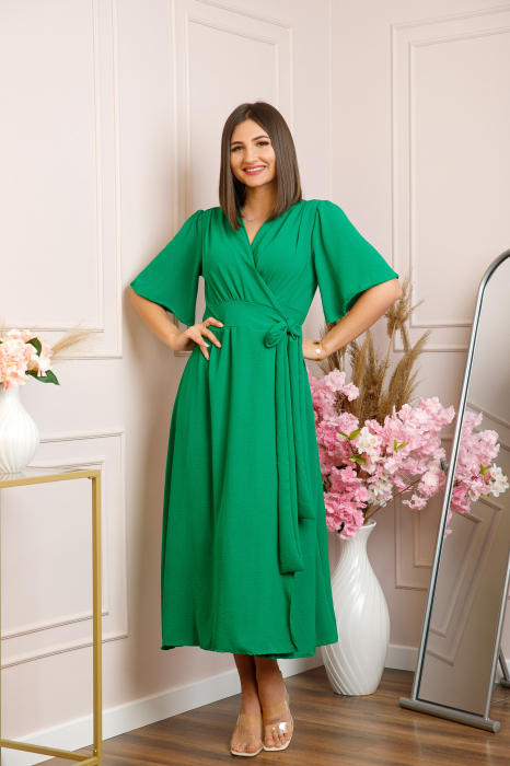 Rochie Lara petrecuta cu maneci scurte - Verde [4]