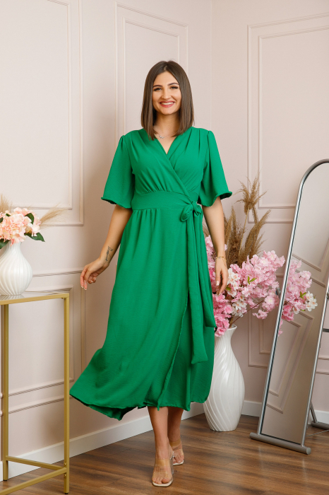 Rochie Lara petrecuta cu maneci scurte - Verde