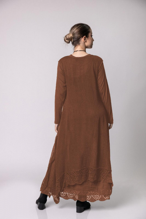 Rochie maro boho chic cu baza asimetrica [3]