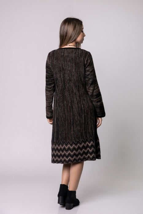 Rochie maro boho chic cu model geometric [4]