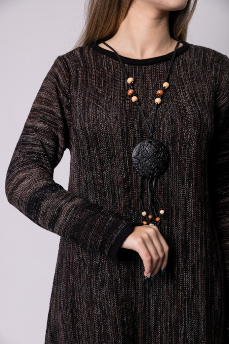 Rochie maro boho chic cu model geometric [2]