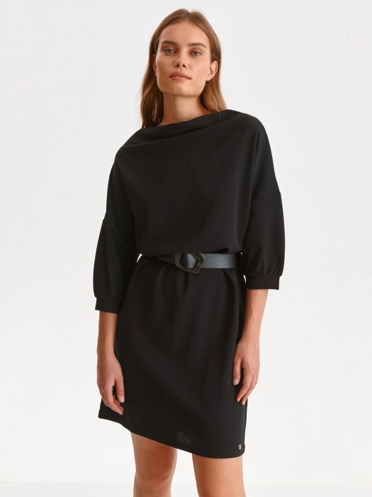 Rochie midi neagra cu maneci largi [2]