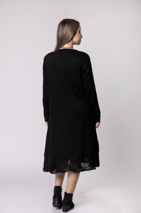 Rochie neagra boho chic cu model tricotat romburi [4]