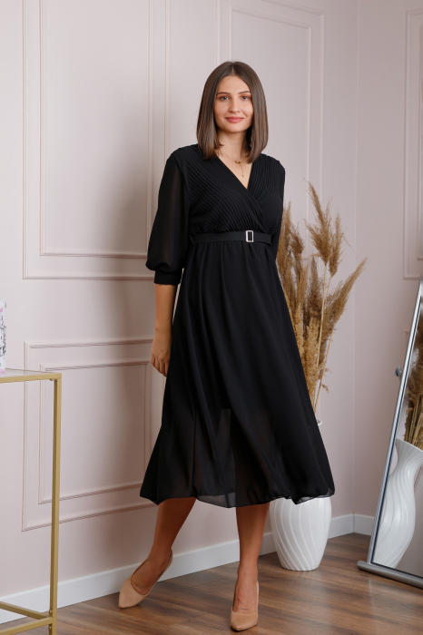 Rochie neagra cu bust petrecut si curea in talie [5]