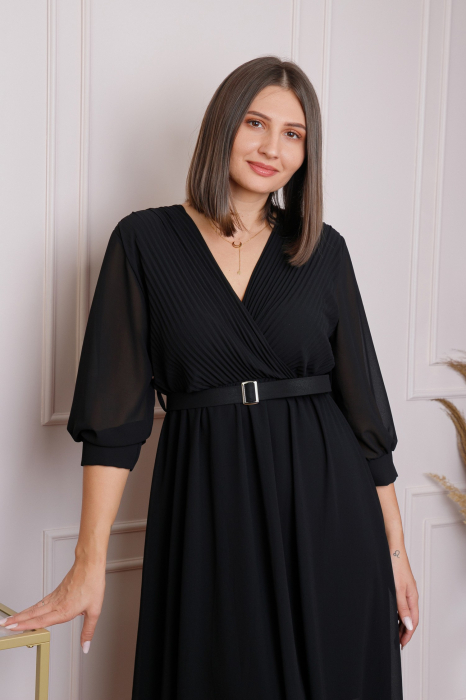 Rochie neagra cu bust petrecut si curea in talie [3]