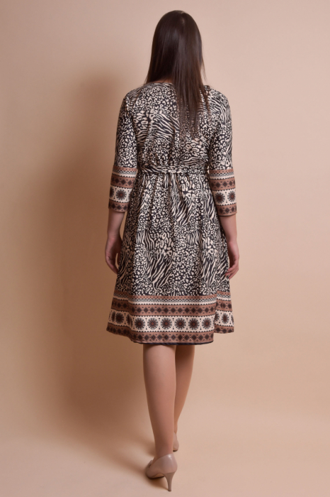 Rochie office cu animal print mini si cordon in talie [5]