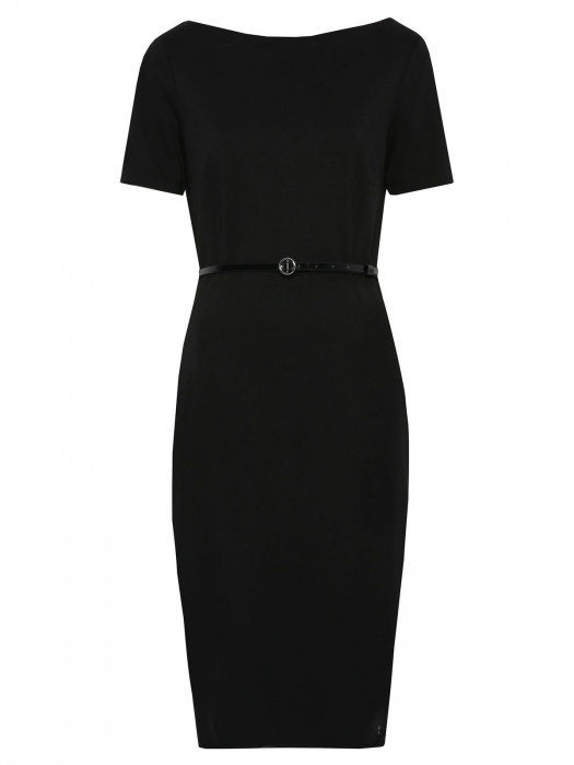 Rochie office midi neagra cu maneca scurta [7]