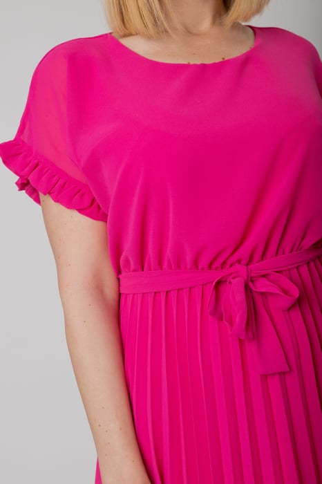 Rochie plisata ciclam cu cordon in talie [3]