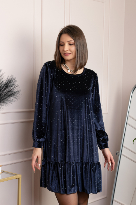 Rochie plus size din catifea bleumarin Alessia [3]