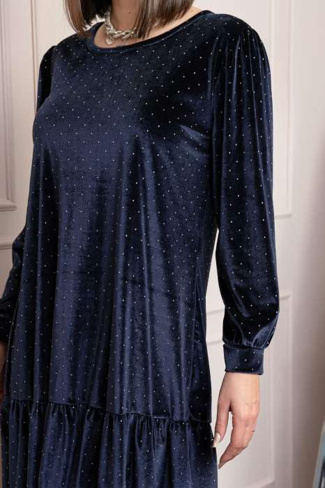 Rochie plus size din catifea bleumarin Alessia [2]