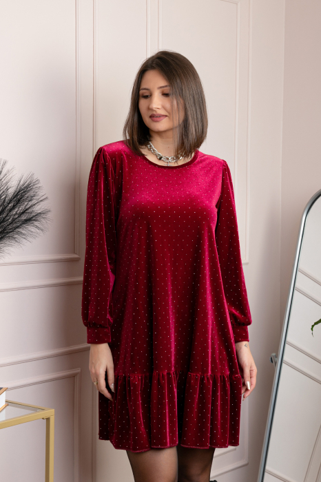 Rochie plus size din catifea grena Alessia [3]