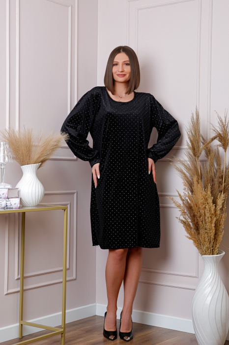 Rochie plus size din catifea neagra Adele [4]