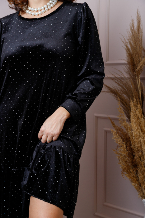 Rochie plus size din catifea neagra Alessia [2]
