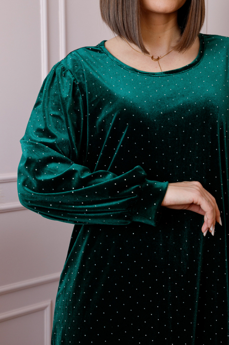 Rochie plus size din catifea verde Adele [2]