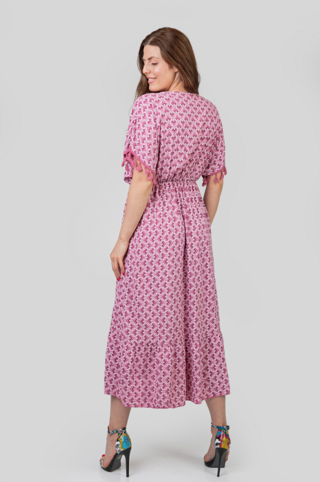 Rochie roz cu ciucuri si model mandala [4]