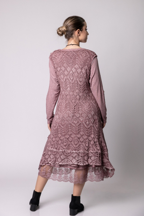 Rochie roz pudrat boho chic cu volane [4]