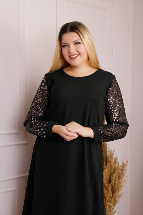 Rochie plus size Scarlett eleganta neagra cu paiete [3]