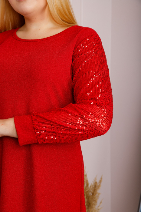 Rochie plus size Scarlett eleganta rosie cu paiete [2]