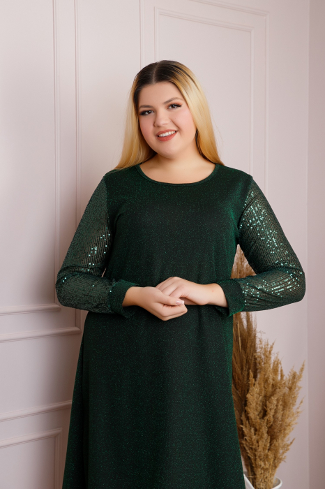 Rochie plus size Scarlett eleganta verde cu paiete [3]