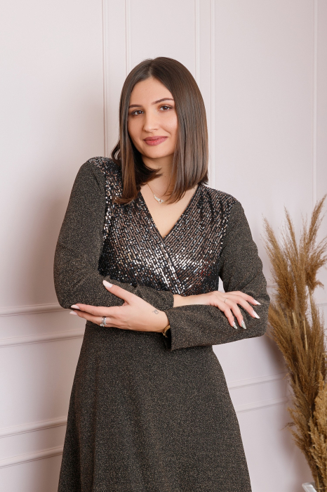 Rochie Sophia eleganta gri antracit cu paiete la bust [3]