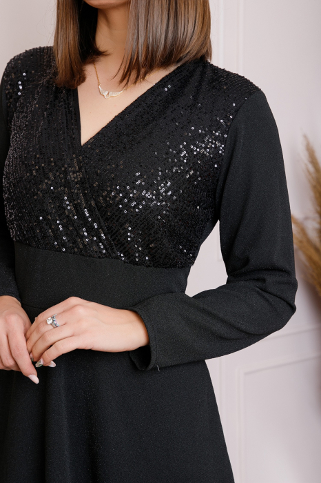 Rochie Sophia eleganta neagra cu paiete la bust [2]