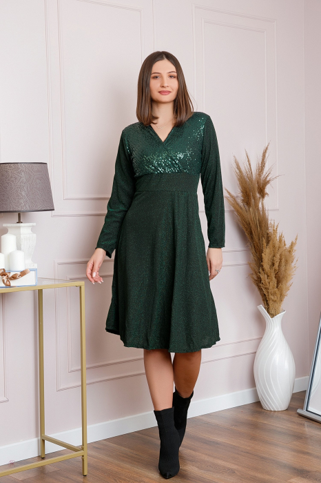 Rochie Sophia eleganta verde cu paiete la bust [4]
