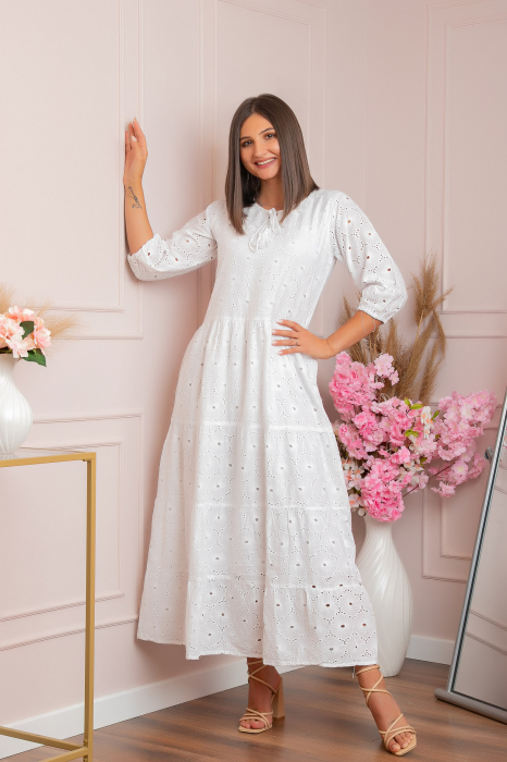 Nou Portul Romanesc Rochie traditionala alba cu model…
