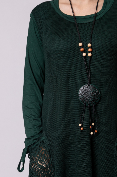 Rochie verde boho chic cu baza asimetrica [2]