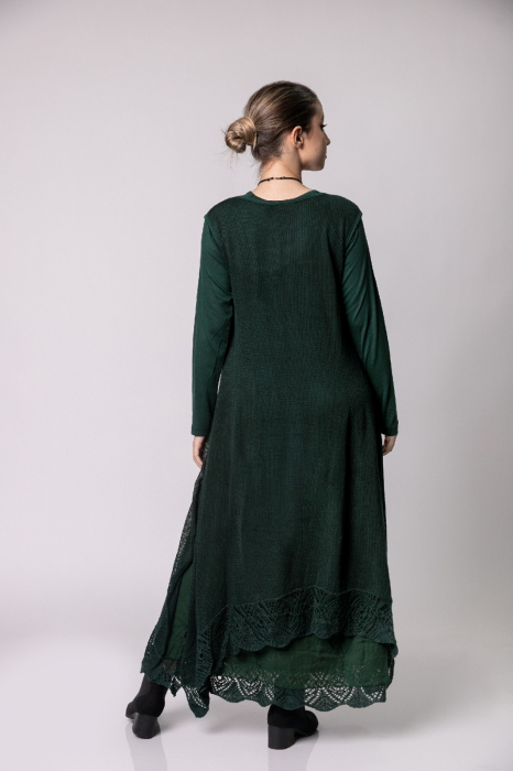 Rochie verde boho chic cu baza asimetrica [4]