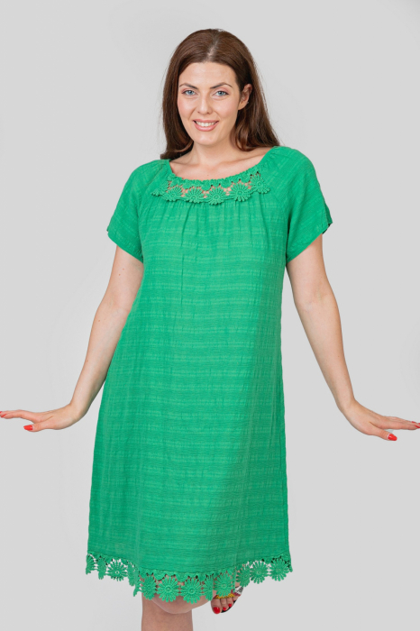 Rochie verde cu aplicatii florale [2]